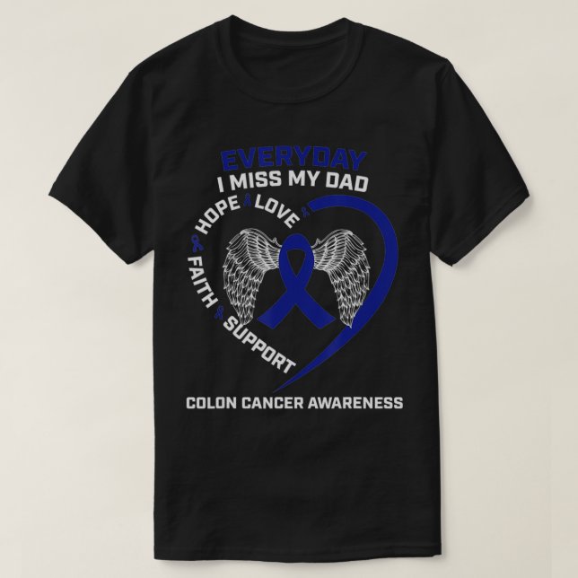 Colourectal Wings In Memory Of My Dad Colon Cancer T-Shirt (Design Front)
