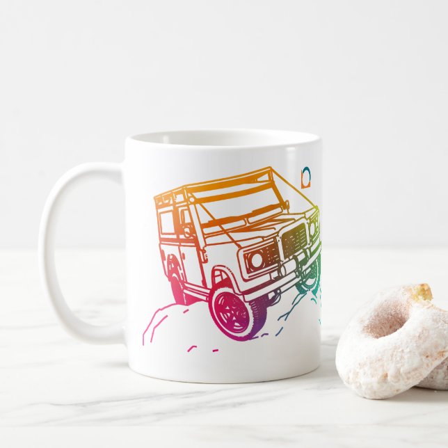 Coloured 1 3D Jeep Coffee Mug (With Donut)