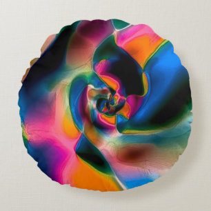 Coloured abstract twisted lines in light sculptur round cushion