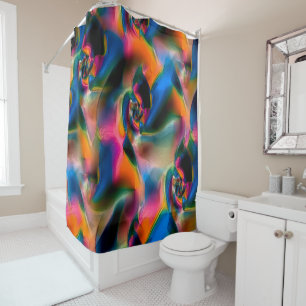 Coloured abstract twisted lines in light sculptur shower curtain