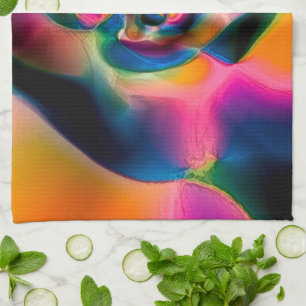 Coloured abstract twisted lines in light sculptur tea towel