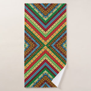 Coloured african geometrical motifs and symbols ba bath towel