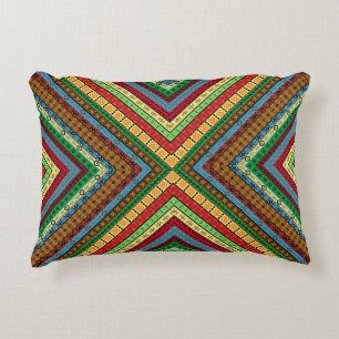Coloured african geometrical motifs and symbols ba decorative cushion
