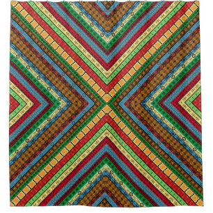 Coloured african geometrical motifs and symbols ba shower curtain