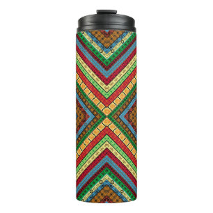 Coloured african geometrical motifs and symbols ba thermal tumbler