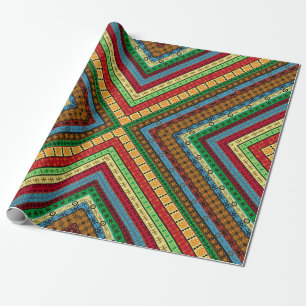 Coloured african geometrical motifs and symbols ba wrapping paper