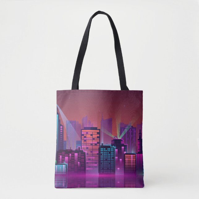 Coloured and bright night cityscape. illustration  tote bag (Front)