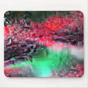 Coloured and textured landscape in red and green t mouse mat