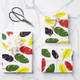 Coloured Autumn Leaf pattern Wrapping Paper Sheet