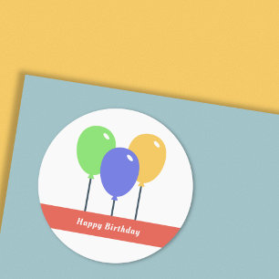 Coloured Balloons Birthday Stickers
