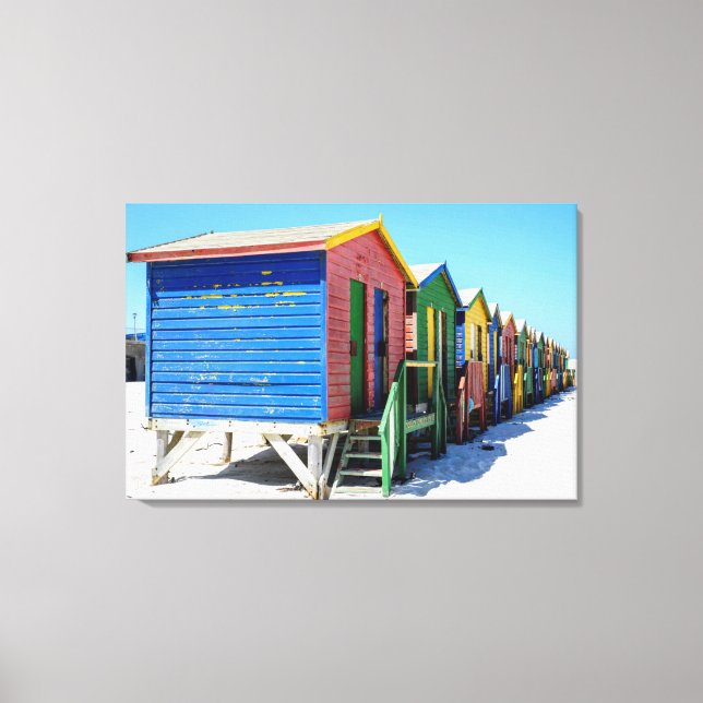 Coloured Beach Huts Canvas Print (Front)