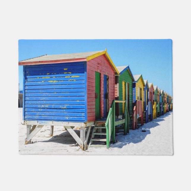 Coloured Beach Huts Doormat (Front)