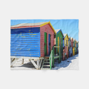 Coloured Beach Huts Fleece Blanket