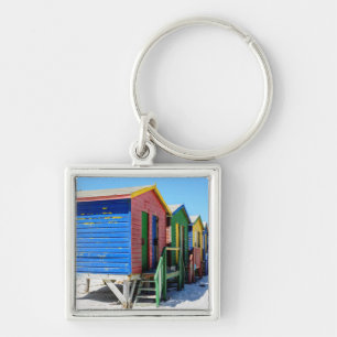 Coloured Beach Huts Key Ring