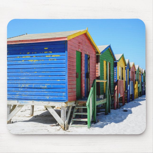 Coloured Beach Huts Mouse Mat (Front)