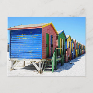 Coloured Beach Huts Postcard