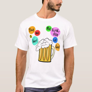 Coloured Beer Bubbles Birthday Tshirt