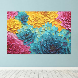 Coloured Blossoms Textured Abstract Wall Art