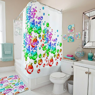 coloured bubbles shower curtain