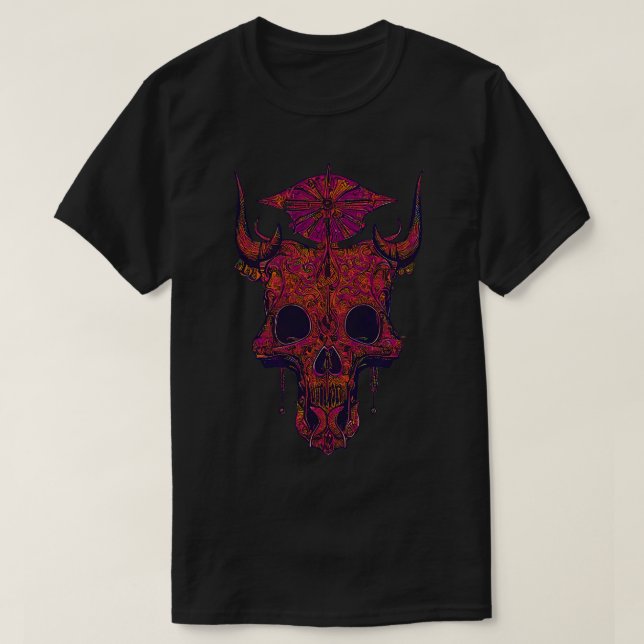 Coloured Bull Skull T-Shirt (Design Front)