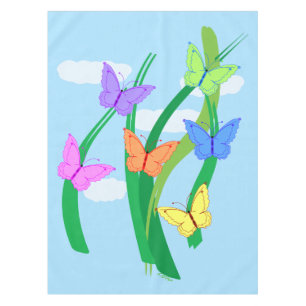 Coloured Butterflies and Sky Tablecloth