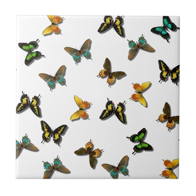 Coloured Butterflies Art Tile (Front)
