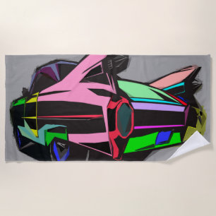 Coloured cadillac beach towel