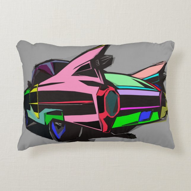 Coloured cadillac decorative cushion (Front)