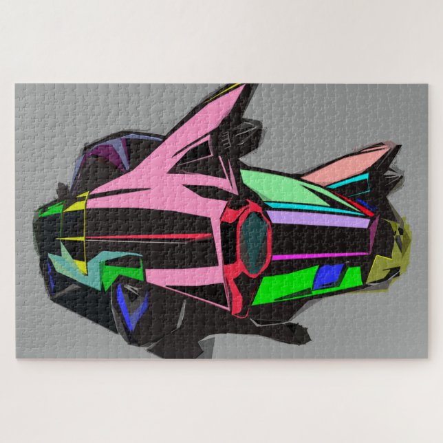 Coloured cadillac jigsaw puzzle (Horizontal)