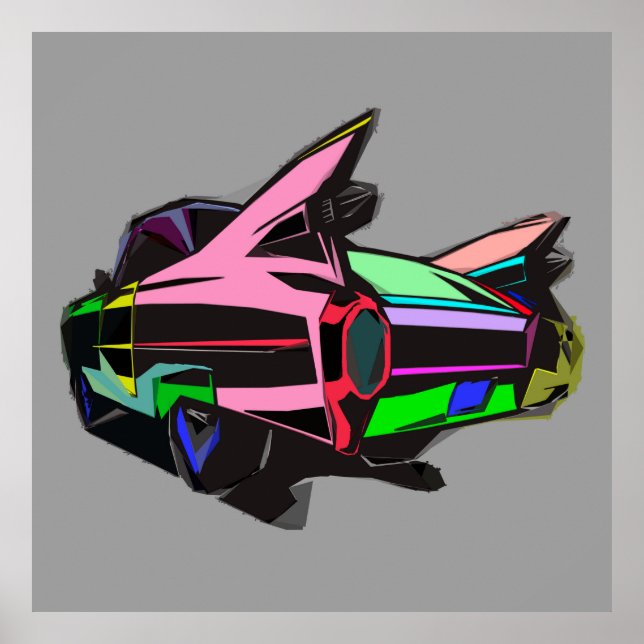 Coloured cadillac poster (Front)