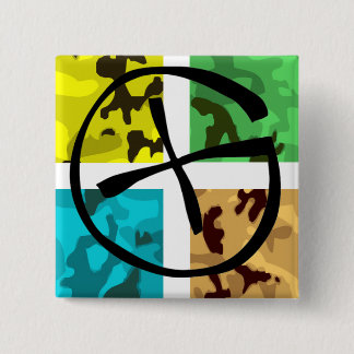 Coloured Camo Geocaching Logo 15 Cm Square Badge