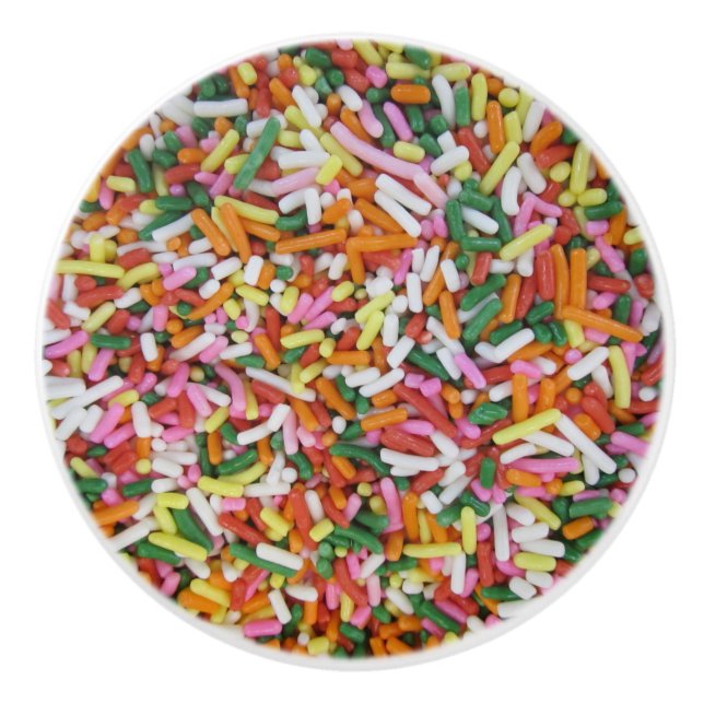 coloured Candy sprinkes Texture Template Ceramic Knob (Front)