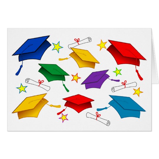 Coloured Caps - Graduation Paper Greeting Card