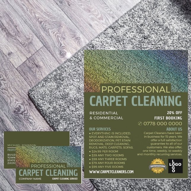 Coloured Carpet, Carpet Cleaner, Cleaning Service Business Card (Creator Uploaded)