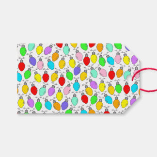 Coloured Christmas Lights On White Gift Tags