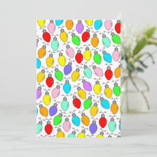 Coloured Christmas Lights On White Holiday Card