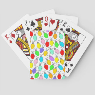 Coloured Christmas Lights On White Playing Cards