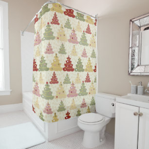 Coloured Christmas tree Shower Curtain