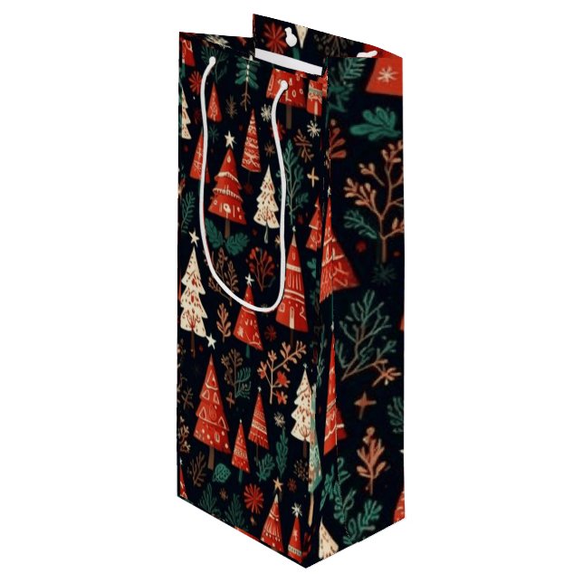 Coloured Christmas trees Wine Gift Bag (Front Angled)