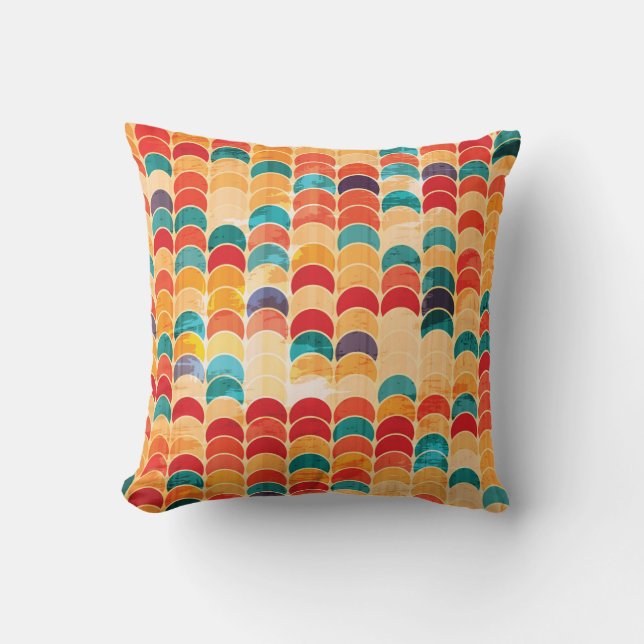 Coloured Circle: Grunge Seamless Pattern. Cushion (Front)