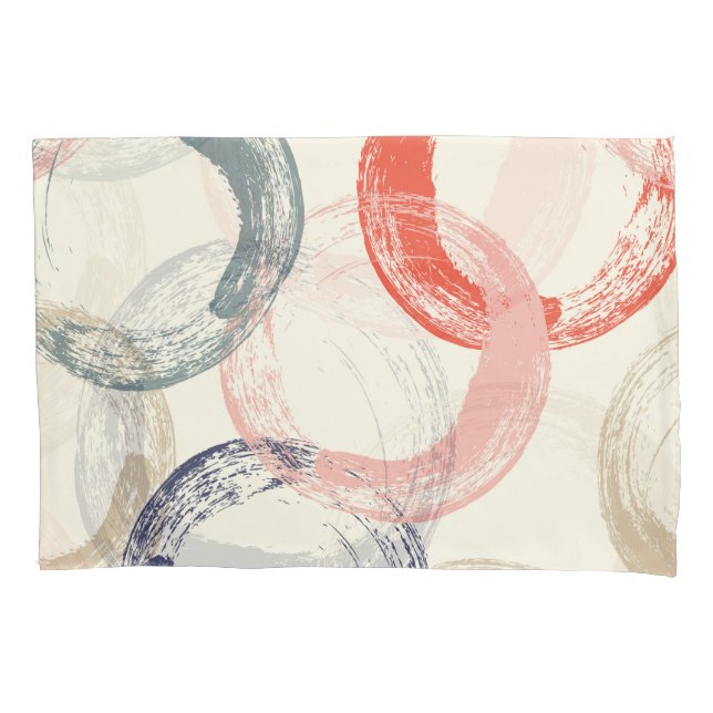 Coloured Circles Brush Texture Pattern Pillowcase (Front)