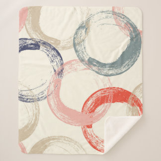 Coloured Circles Brush Texture Pattern Sherpa Blanket