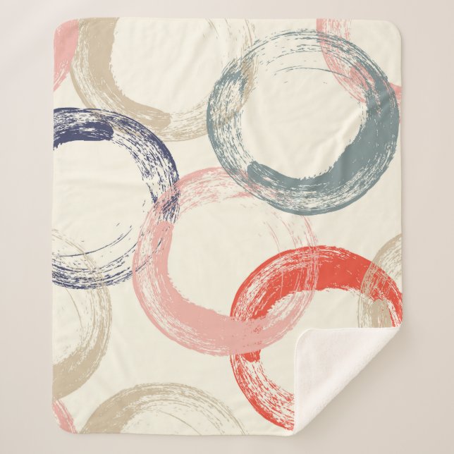Coloured Circles Brush Texture Pattern Sherpa Blanket (Front)
