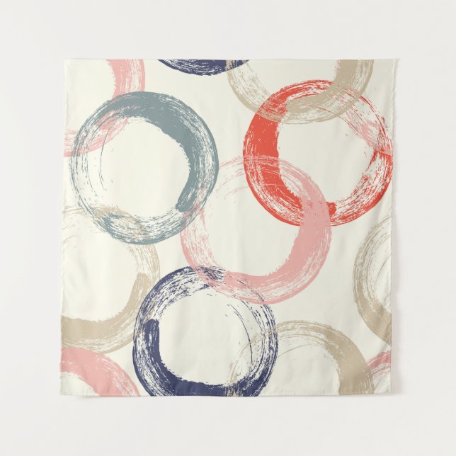 Coloured Circles Brush Texture Pattern Tapestry (Front)