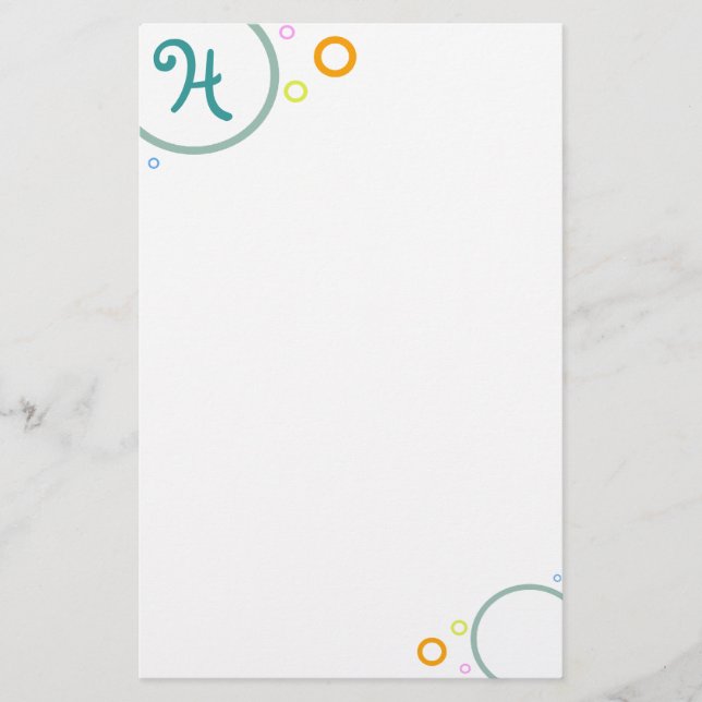 Coloured Circles "Monogram H" Stationery (Front)