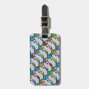 coloured clave music notes pattern luggage tag