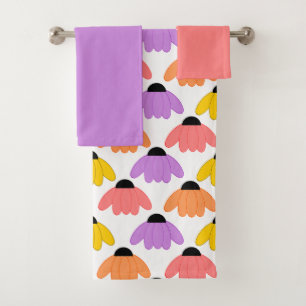 Coloured Coneflowers Bath Towel Set