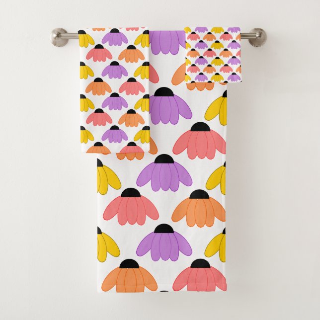 Coloured Coneflowers  Bath Towel Set (Insitu)