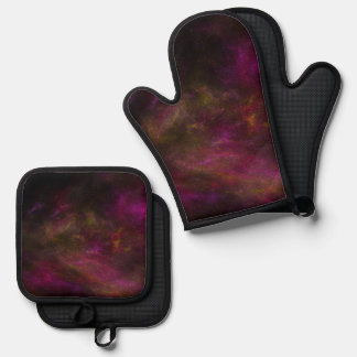 Coloured Cosmos Background Oven Mitt & Pot Holder Set