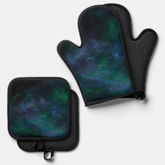 Coloured Cosmos Background Oven Mitt & Pot Holder Set